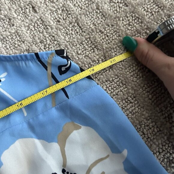 WHO WHAT WEAR Small S Semi Sheer Blue Tan Floral Tank Top Sleeveless Blouse - Picture 8 of 9